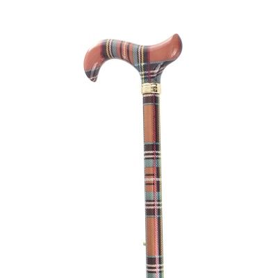 Image shows orange tartan derby cane, and links to Walking Sticks website.