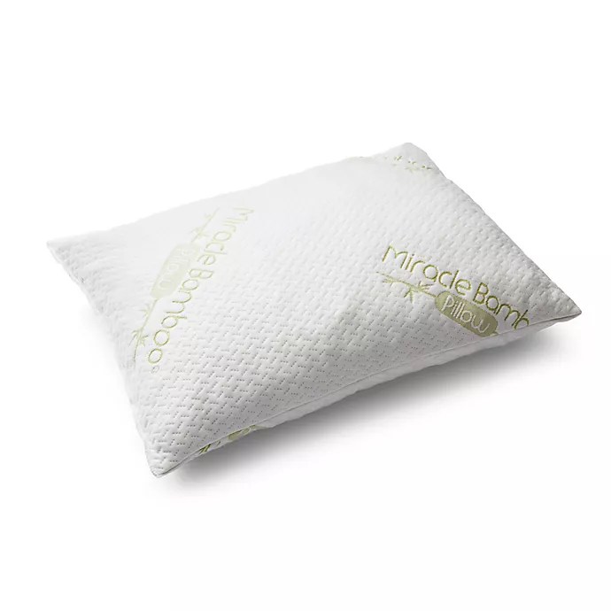 Image shows bamboo bed pillow, with link to Bed Bath and Beyond site.