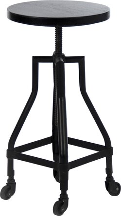 Image shows a metal and wood adjustable-height stool on wheels, and links to Wayfair website.