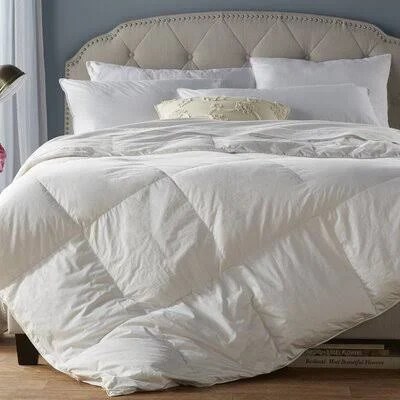 Image shows white down alternative duvet, and links to Wayfair website.