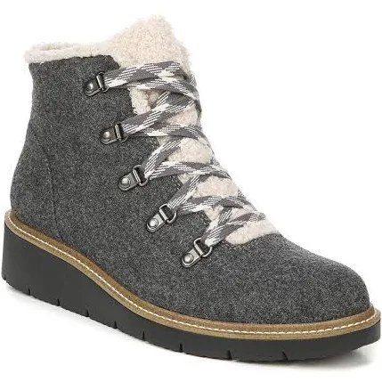 Image of medium gray lace-up ankle boot, links to Famous Footwear site.
