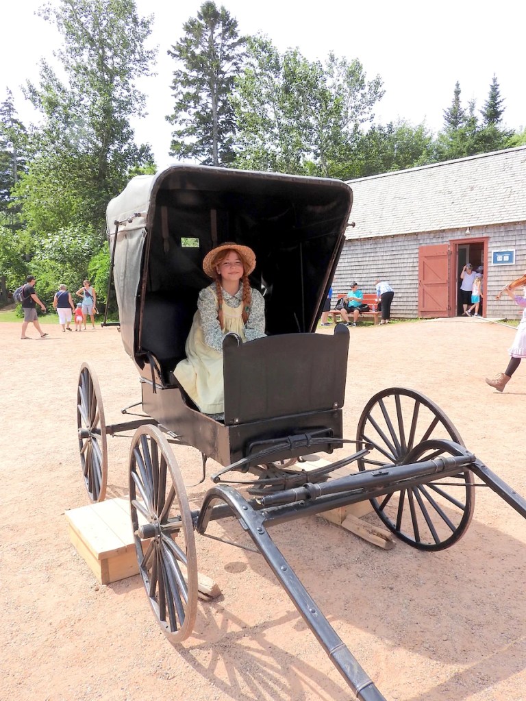 Image of girl in buggy at Green Gables Heritage Park, with link to Washington Post article.